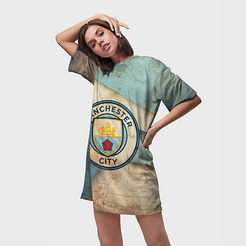 Женская длинная футболка FC Man City: Old Style / 3D-принт – фото 3