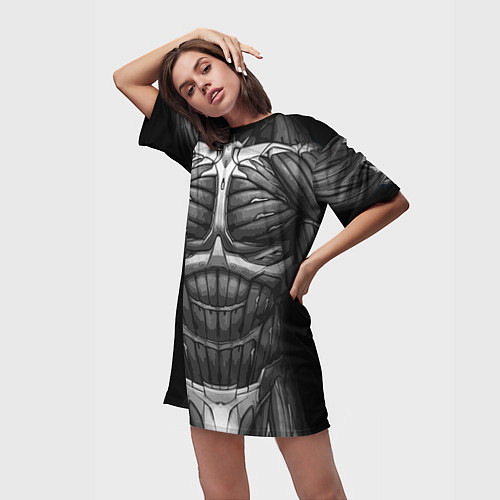 Женская длинная футболка Экзоскелет / 3D-принт – фото 3