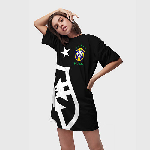 Женская длинная футболка Brazil Team: Exclusive / 3D-принт – фото 3