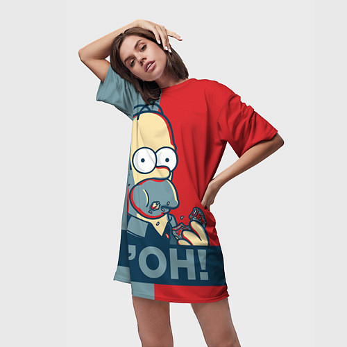 Женская длинная футболка Homer Simpson DOH! / 3D-принт – фото 3