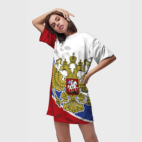 Женская длинная футболка Российская душа / 3D-принт – фото 3