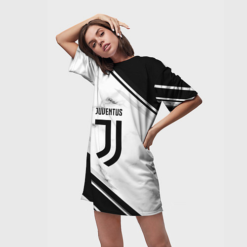 Женская длинная футболка Juventus / 3D-принт – фото 3