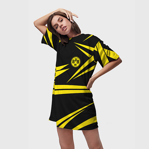 Женская длинная футболка FC Borussia: BVB Sport / 3D-принт – фото 3
