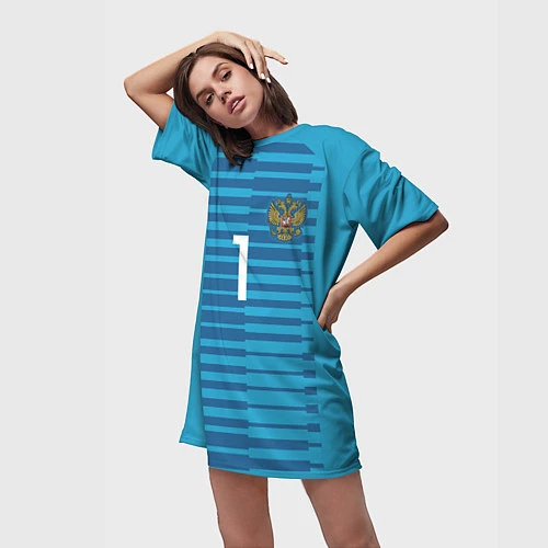Женская длинная футболка Акинфеев гостевая ЧМ-2018 / 3D-принт – фото 3