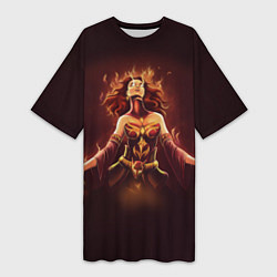 Футболка женская длинная Lina: Hell Flame, цвет: 3D-принт