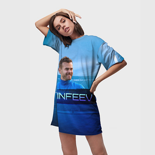 Женская длинная футболка Akinfeev / 3D-принт – фото 3