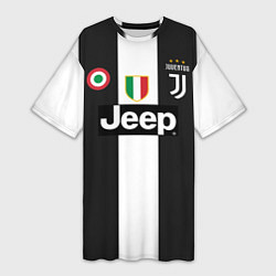 Футболка женская длинная FC Juventus 18-19, цвет: 3D-принт