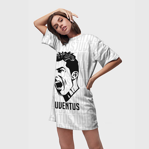 Женская длинная футболка Juve Ronaldo / 3D-принт – фото 3