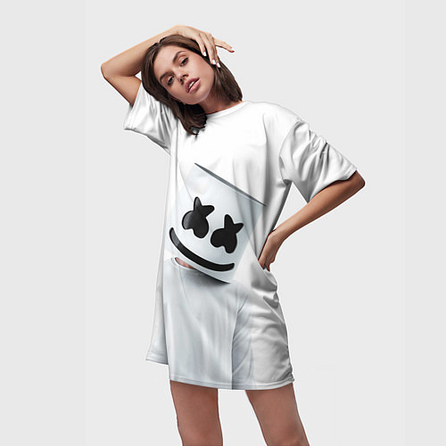Женская длинная футболка Marshmallow: White Only / 3D-принт – фото 3
