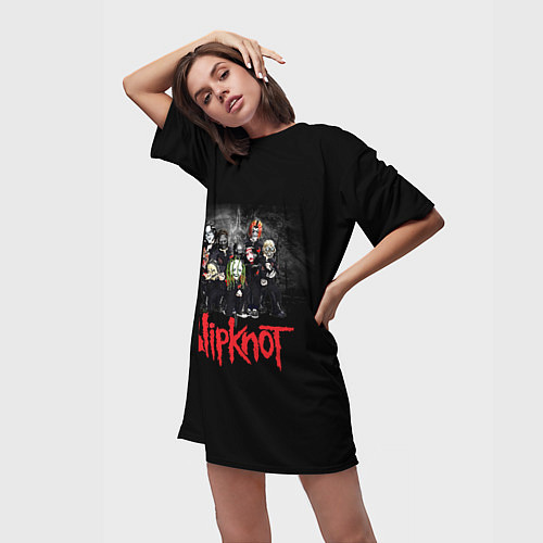 Женская длинная футболка Slipknot Band / 3D-принт – фото 3