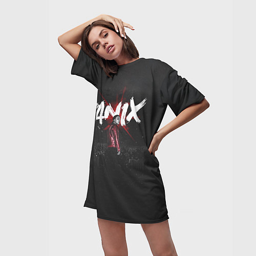 Женская длинная футболка YANIX: Black Side / 3D-принт – фото 3