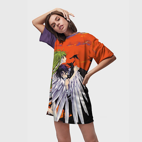 Женская длинная футболка Code Geass Лелуша обнимает Ангел / 3D-принт – фото 3