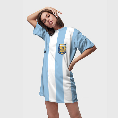 Женская длинная футболка Марадона Аргентина ретро / 3D-принт – фото 3