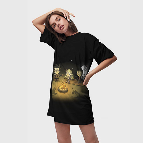 Женская длинная футболка Don’t Starve campfire / 3D-принт – фото 3