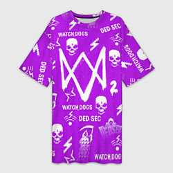 Футболка женская длинная Watch Dogs 2: Violet Pattern, цвет: 3D-принт