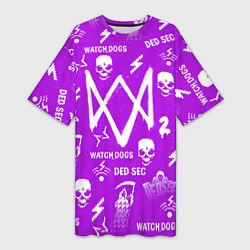 Женская длинная футболка Watch Dogs 2: Violet Pattern