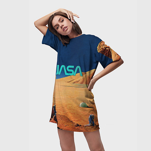 Женская длинная футболка NASA on Mars / 3D-принт – фото 3