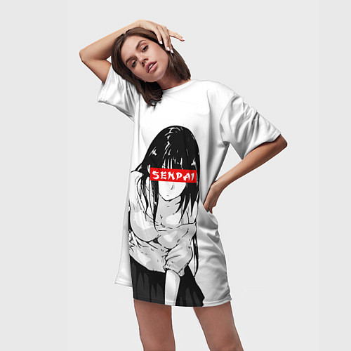 Женская длинная футболка Senpai Style / 3D-принт – фото 3