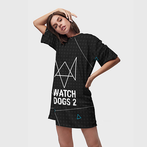 Женская длинная футболка Watch Dogs 2: Tech Geometry / 3D-принт – фото 3