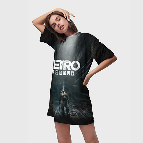 Женская длинная футболка Metro Exodus / 3D-принт – фото 3