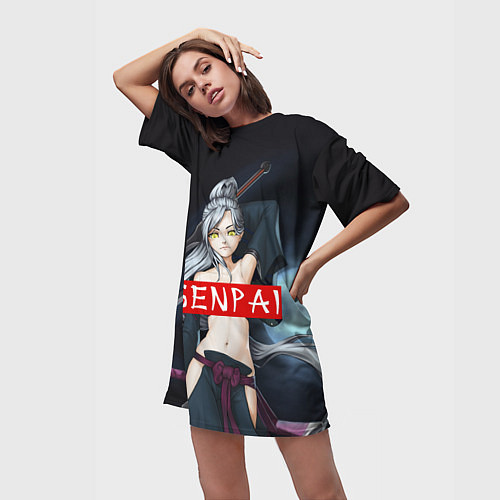 Женская длинная футболка Senpai Goddess / 3D-принт – фото 3