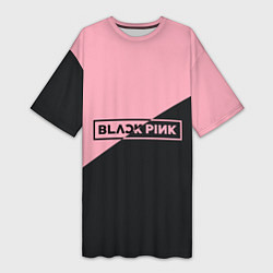 Футболка женская длинная Black Pink, цвет: 3D-принт