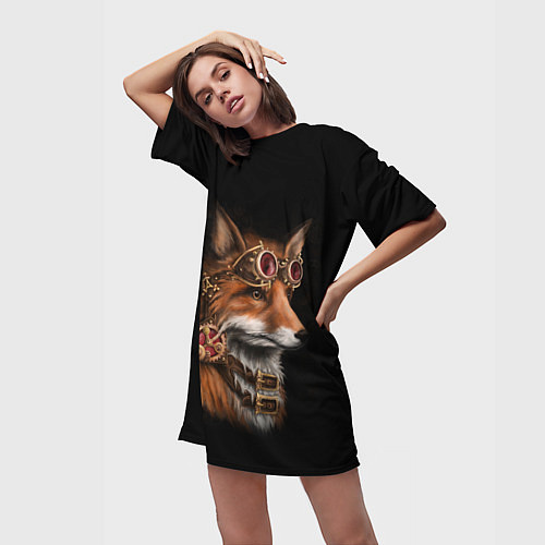 Женская длинная футболка Королевский лис / 3D-принт – фото 3