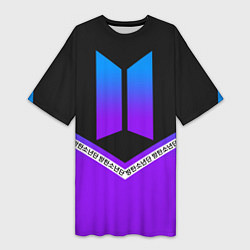 Футболка женская длинная BTS: Neon Symbol, цвет: 3D-принт