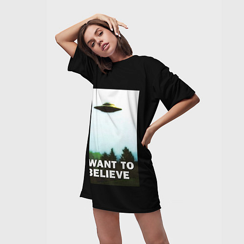Женская длинная футболка I Want To Believe / 3D-принт – фото 3