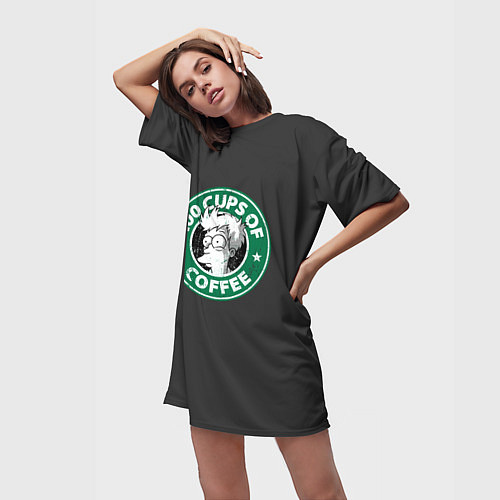 Женская длинная футболка 100 cups of coffee / 3D-принт – фото 3