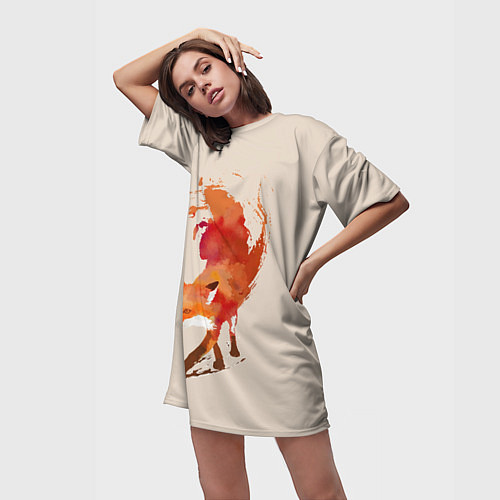 Женская длинная футболка Paint Fox / 3D-принт – фото 3
