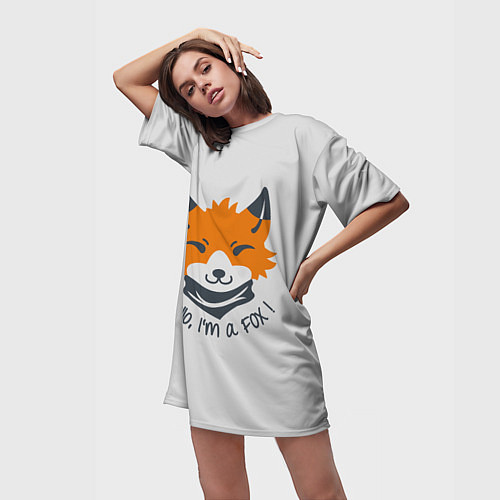 Женская длинная футболка Hello Fox / 3D-принт – фото 3
