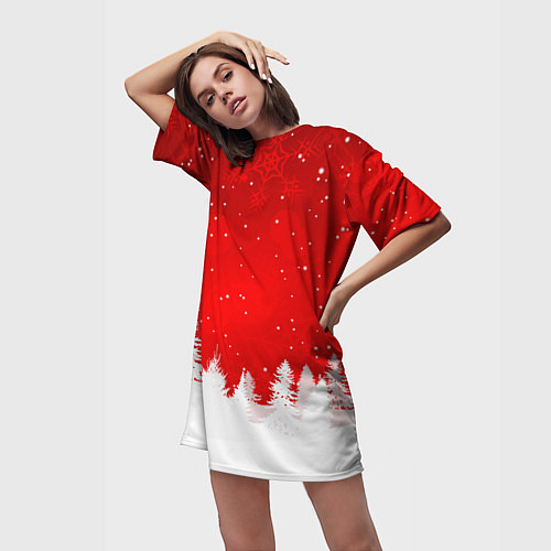 Женская длинная футболка Christmas pattern / 3D-принт – фото 3