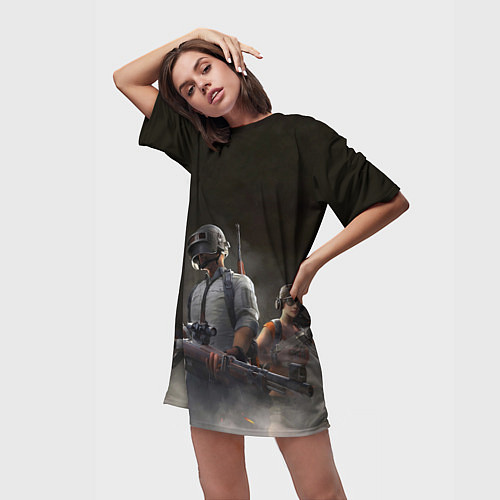 Женская длинная футболка PUBG Soldier / 3D-принт – фото 3