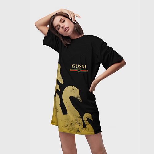 Женская длинная футболка GUSSI: Gold Edition / 3D-принт – фото 3