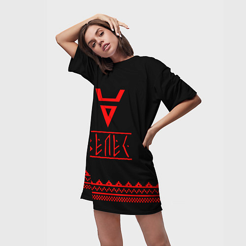 Женская длинная футболка Велес / 3D-принт – фото 3