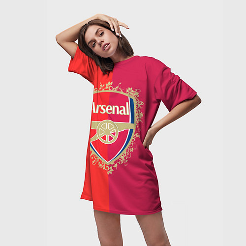 Женская длинная футболка FC Arsenal - emblem / 3D-принт – фото 3