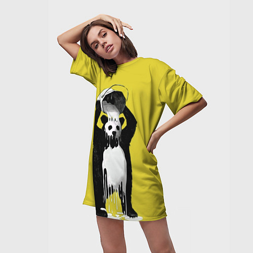 Женская длинная футболка Панда-маляр / 3D-принт – фото 3