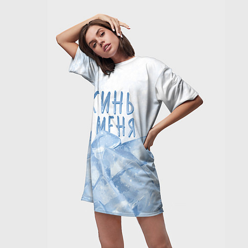 Женская длинная футболка GONE Fludd - Кубик Льда / 3D-принт – фото 3