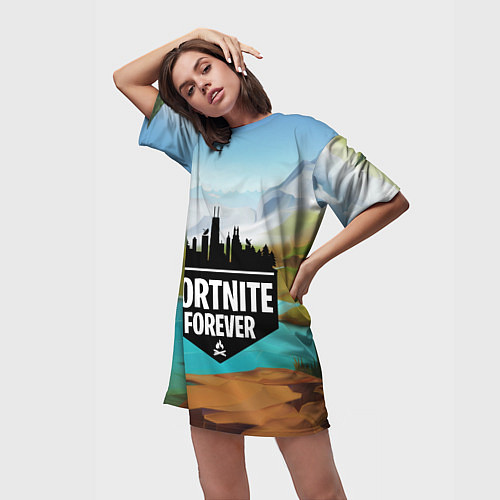 Женская длинная футболка Fortnite Forever / 3D-принт – фото 3