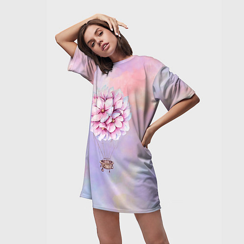 Женская длинная футболка Цветочный шар / 3D-принт – фото 3