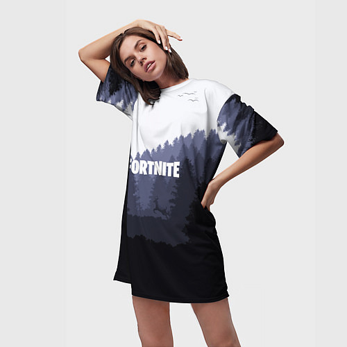 Женская длинная футболка Fortnite: Dark Forest / 3D-принт – фото 3