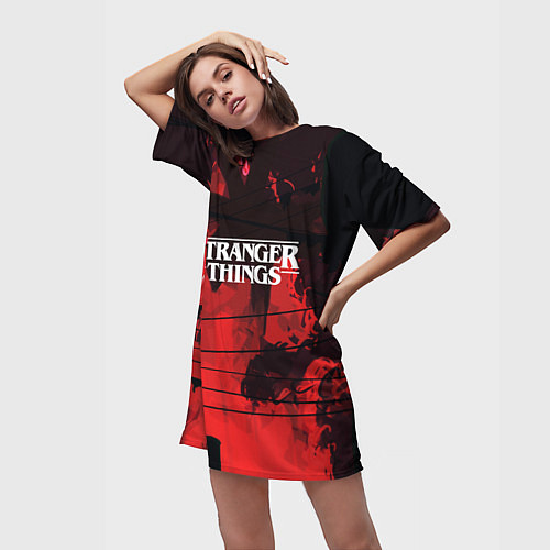 Женская длинная футболка Stranger Things: Red Dream / 3D-принт – фото 3