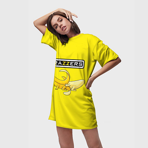 Женская длинная футболка Brazzers: Yellow Banana / 3D-принт – фото 3