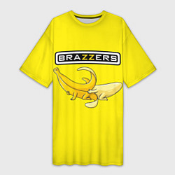 Футболка женская длинная Brazzers: Yellow Banana, цвет: 3D-принт