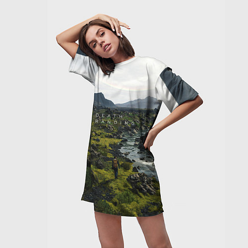 Женская длинная футболка Death Stranding: Green World / 3D-принт – фото 3