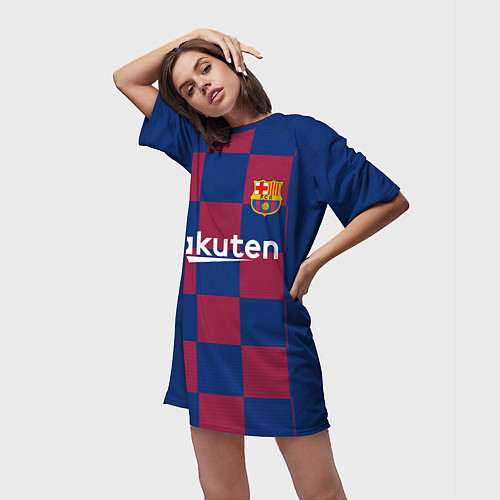Женская длинная футболка Messi home 19-20 season / 3D-принт – фото 3