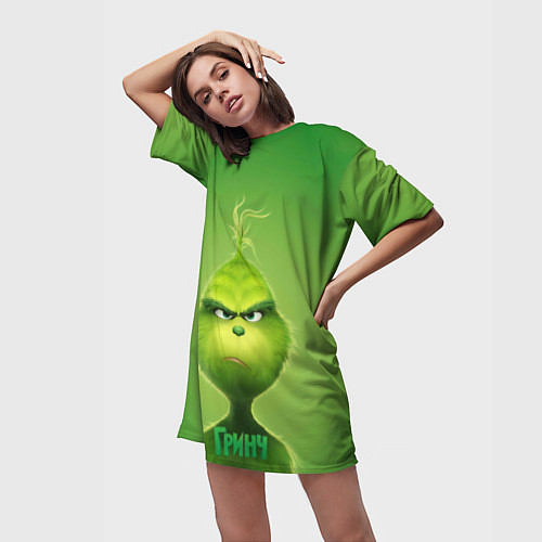 Женская длинная футболка Гринч / 3D-принт – фото 3