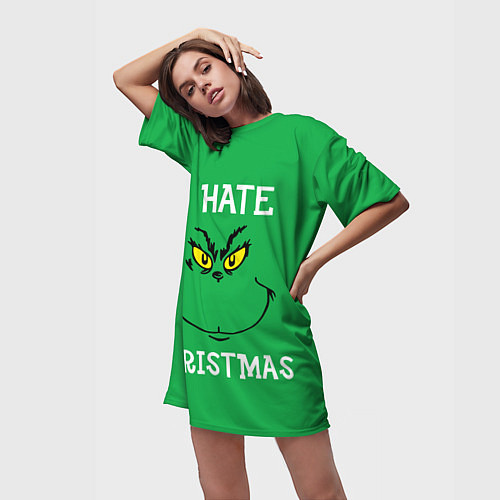 Женская длинная футболка I hate christmas / 3D-принт – фото 3