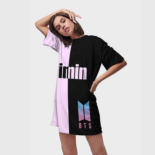 Женская длинная футболка BTS Jimin / 3D-принт – фото 3